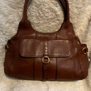 COLE HAAN DARK BROWN VINTAGE LEATHER SATCHEL/TOTE